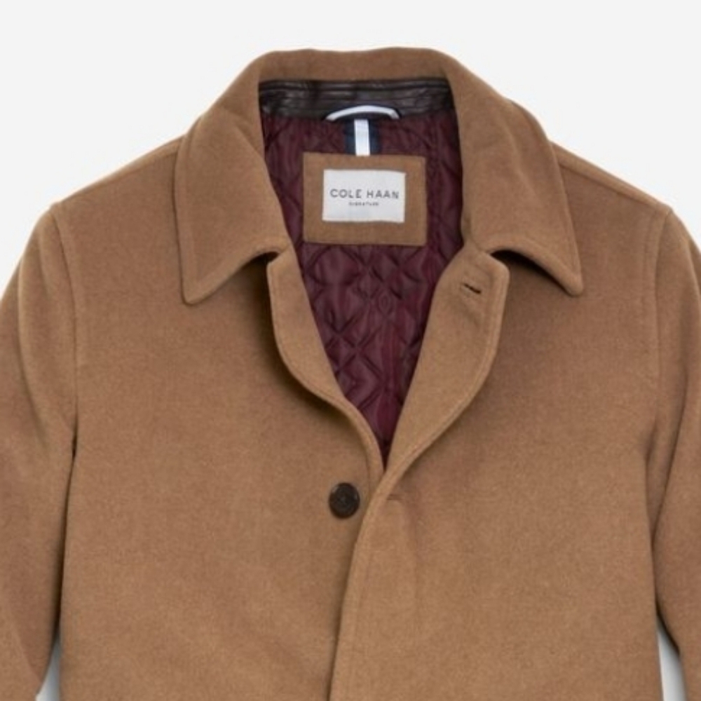 Cole Haan Men’s Wool Blend Coat Brown Button Front Classic Jacket - Picture 10 of 11